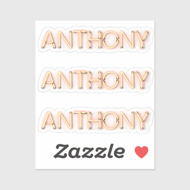 Anthony Name in leuchtenden Neonleuchten x3 Aufkleber (Blatt)