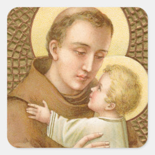 Anthony of Padua & the Christ Child (JM 05) Quadratischer Aufkleber