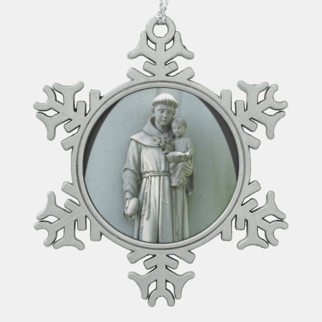 Anthony und Jesus ~ Zinnverzierung Schneeflocken Zinn-Ornament (Vorderseite)