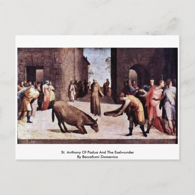 Anthony von Padua und der Eselwunder Postkarte (Vorderseite)