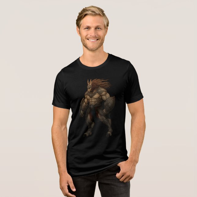 Anthro Warrior Beast in Battle Armor Tri-Blend Shirt (Vorderseite voll)