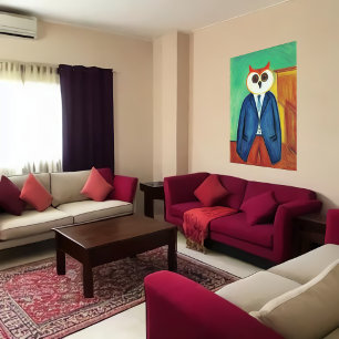 Anthropomorphe Eule in Kleidung   AI Art Poster