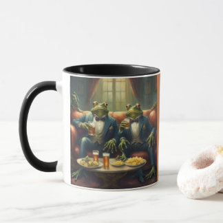 Anthropomorphe Frösche Bier und Popcorn Tasse