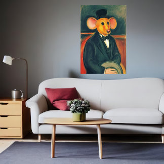 Anthropomorphe Maus in einem schwarzen Anzug | Art Poster
