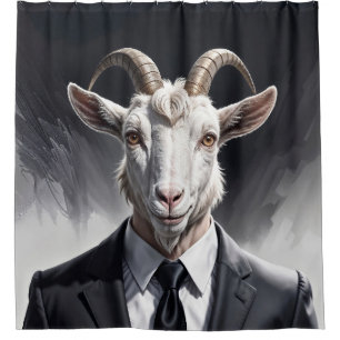 Anthropomorphe Ziege Geschäftsmann Headshot Duschvorhang