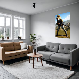 Anthropomorpher cooler Löwe Soldier AI Art Poste Poster
