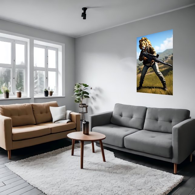 Anthropomorpher cooler Löwe Soldier | AI Art Poste Poster (Von Creator hochgeladen)