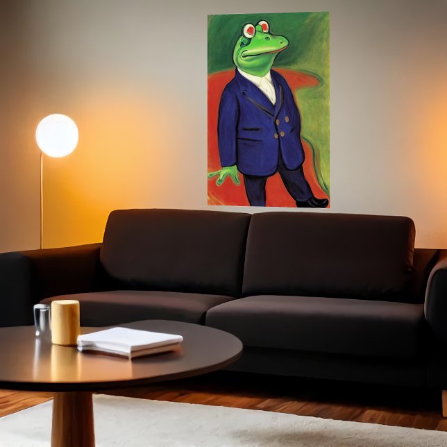 Anthropomorpher Frosch in blauem Anzug | Art der A Poster (Von Creator hochgeladen)