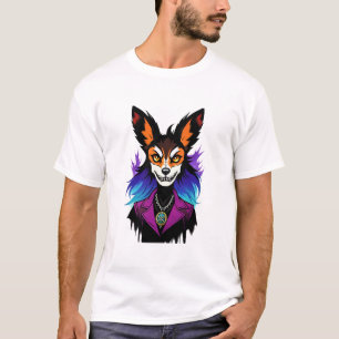 Anthropomorpher Fuchs in einer Lila Jacke Art de T-Shirt