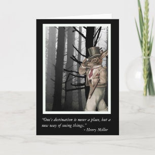 Anthropomorpher Hase und Henry-Miller-Zitat Karte