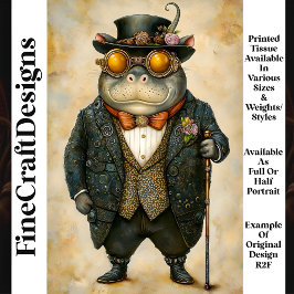 Anthropomorpher Steampunk Hippo R2F Decoupage Seidenpapier