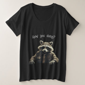 Anthropomorpher Waschbär in einer Bikerweste Große Größe T-Shirt