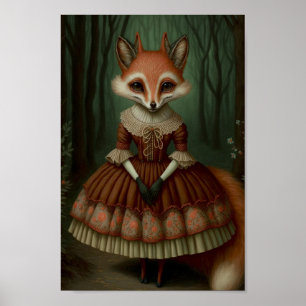 Anthropomorphes Fuchsmädchen mit Kleid Poster