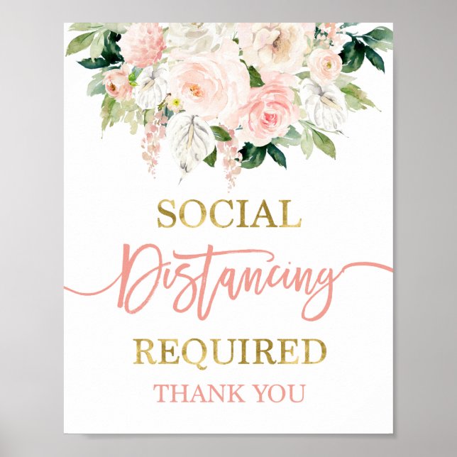 Anthurium Aquarellblütenzeichen Soziale Distanzier Poster (Vorne)