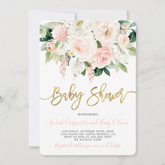 Anthurium Baby Shower Girl Blumenladen Einladung (Vorderseite)