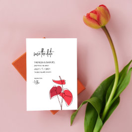 Anthurium ・ Blumenstrauß Zeichnend ・ Moderne Hochz Save The Date