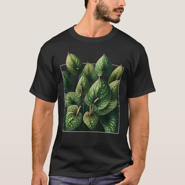 Anthurium Clarinervium Leaf Pflanze T-Shirt (Vorderseite)