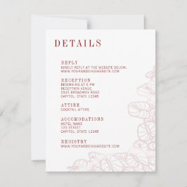 Anthurium-Hochzeitsdetails & Antwort-Umschlagkarte RSVP Karte