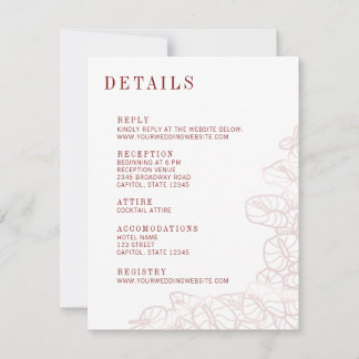 Anthurium-Hochzeitsdetails & Antwort-Umschlagkarte RSVP Karte