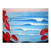 Anthurium Ocean Watercolor Design
