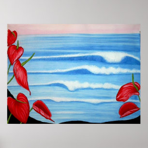 Anthurium Ocean Watercolor Design Poster