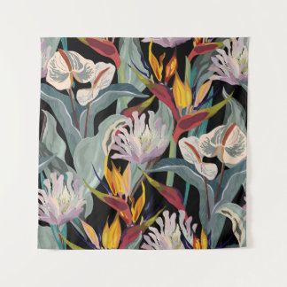 Anthurium Strelitzia: Tropischer Vintager Splendor Wandteppich