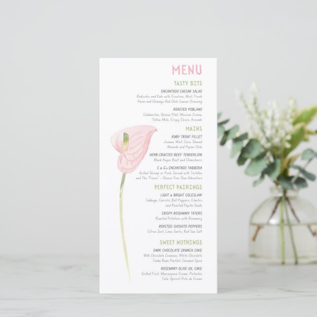Anthurium Wedding Menu (Stehend Vorderseite)