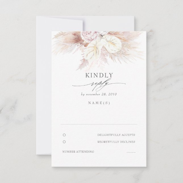 Anthuriums et Pampas Mariage Grass RSVP (Devant)