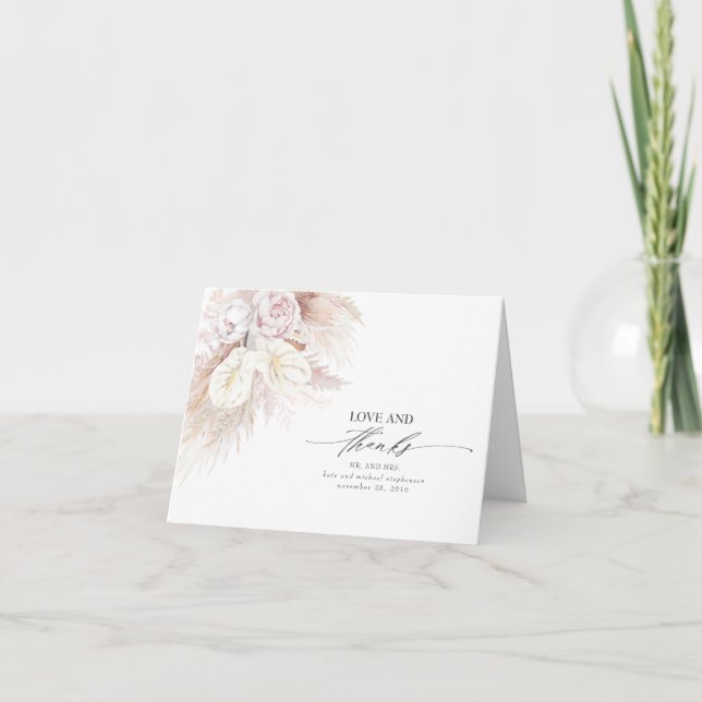 Anthuriums und Pampas Grass Wedding Vielen Dank Dankeskarte (Vorderseite)