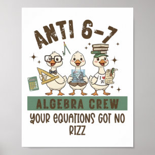 Anti 6-7 Algebra-Crew Mathelehrer Deine Gleichung  Poster