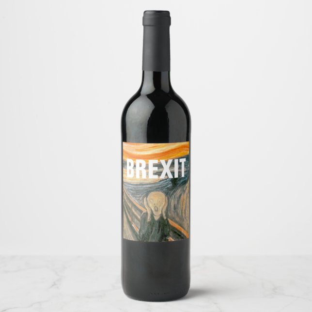 ANTI BREXIT, "The Scream" von Edvard Munch, 1893: Weinetikett (Vorderseite)