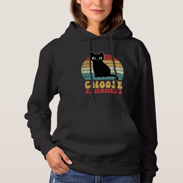 Anti Bullying Rainbow Peace Kind Hippie Cat Choose Hoodie (Vorderseite)