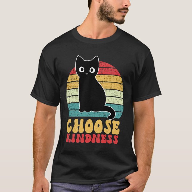 Anti Bullying Rainbow Peace Kind Hippie Cat Choose T-Shirt (Vorderseite)