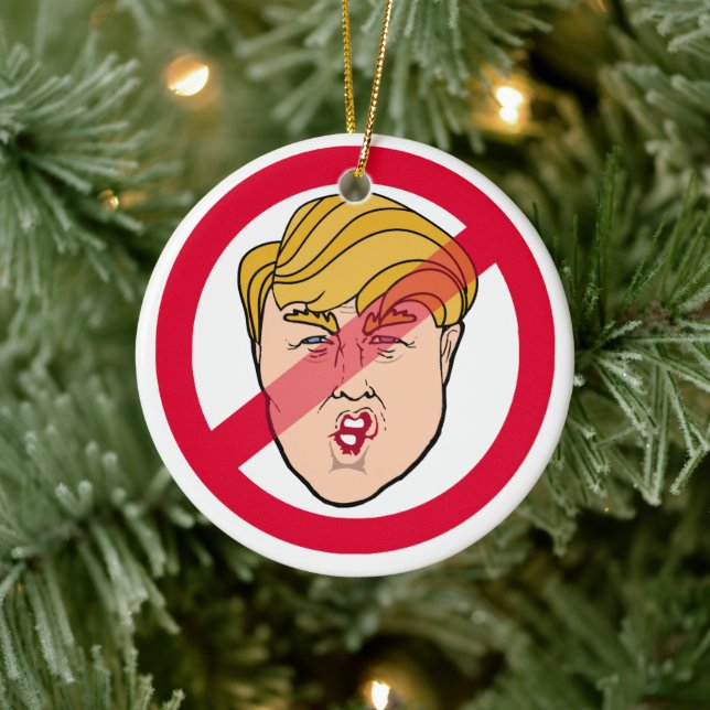 ANTI-DONALD-Karikatur - Anti-Trump - Keramik Ornament (Baum)