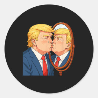 Anti-donald Trump Kissing Mirror - Narcissism Sati Runder Aufkleber