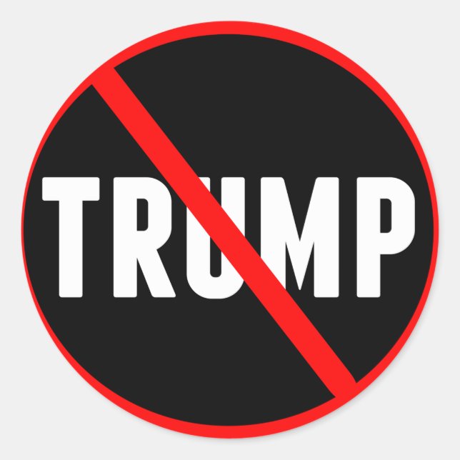 Anti Donald Trump Roter Streifen durch Runder Aufkleber (Vorderseite)