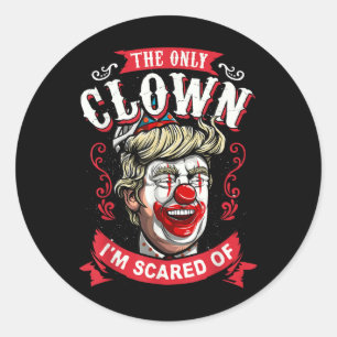 Anti Donald Trump T Shirt Funny Clown Resist Men Runder Aufkleber