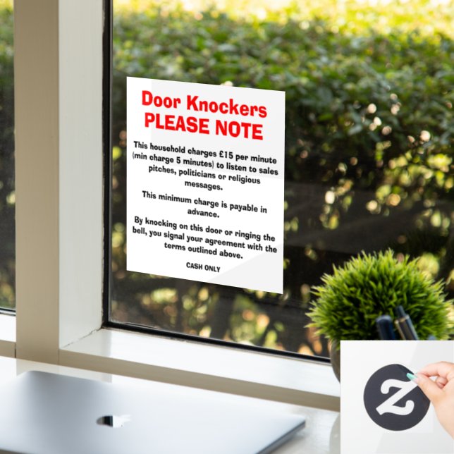 Anti-Door-Knockers-Zeichen Fensteraufkleber (Büro)