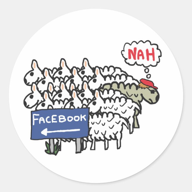 Anti Facebook Runder Aufkleber (Vorderseite)