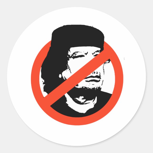 ANTI-GADDAFI RUNDER AUFKLEBER (Vorderseite)