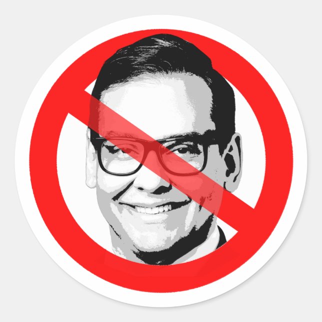 Anti George Santos überquerte das Gesicht Runder Aufkleber (Vorderseite)