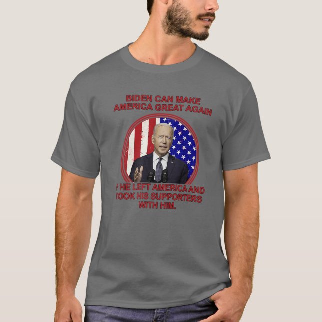Anti Joe Biden MAGA Verlassen Amerika T-Shirt (Vorderseite)
