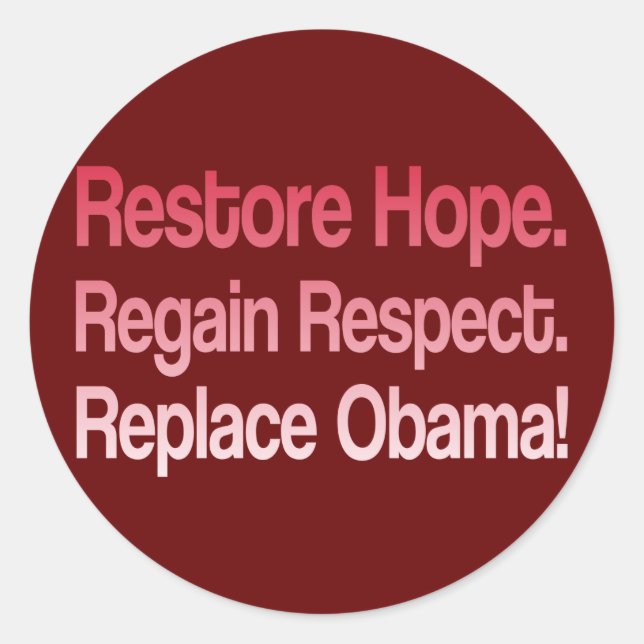 Anti Obama 2012 Wahl Runder Aufkleber (Vorderseite)
