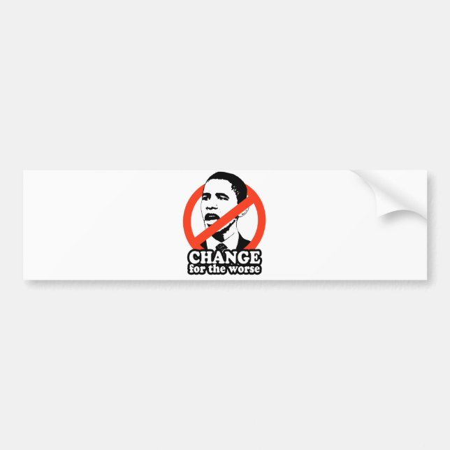 ANTI-OBAMA/ÄNDERUNG FÜR DAS SCHLECHTERE AUTOAUFKLEBER (Vorne)
