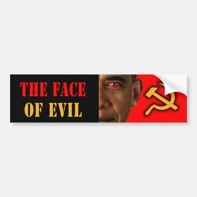 Anti Obama "das Gesicht des Bösen" Autoaufkleber (Vorne)