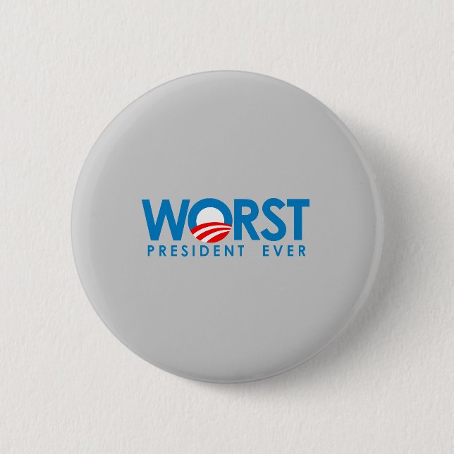 Anti-Obama - Der schlimmste Präsident je Button (Vorderseite)