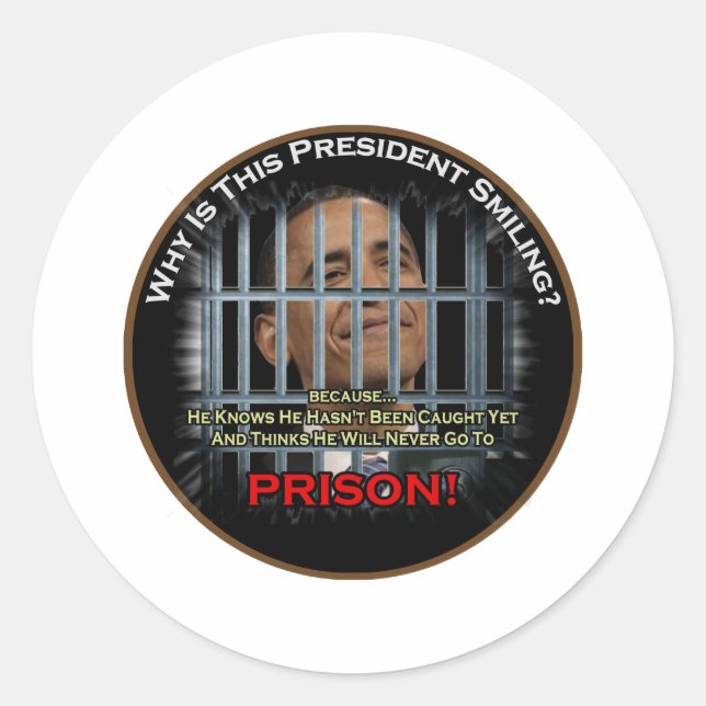 Anti Obama im Gefängnis Runder Aufkleber (Vorderseite)