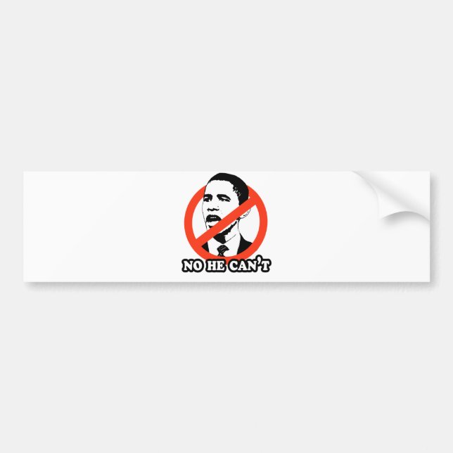 ANTI-OBAMA/KEIN KANN ER NICHT T - SHIRT AUTOAUFKLEBER (Vorne)