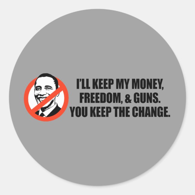Anti-Obama-T - Shirt - Sie behielt die Änderung Runder Aufkleber (Vorderseite)