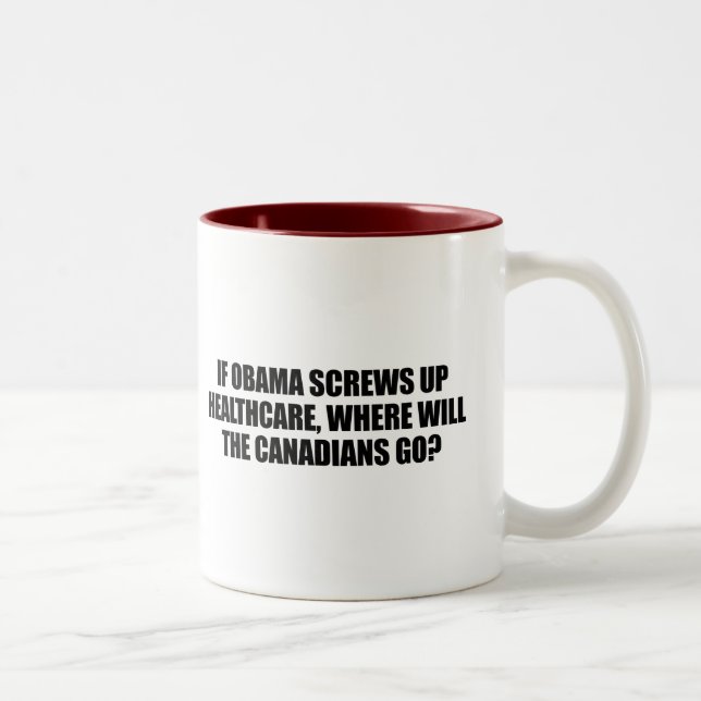 Anti-Obama - wenn Obama oben Gesundheitswesen Zweifarbige Tasse (Rechts)